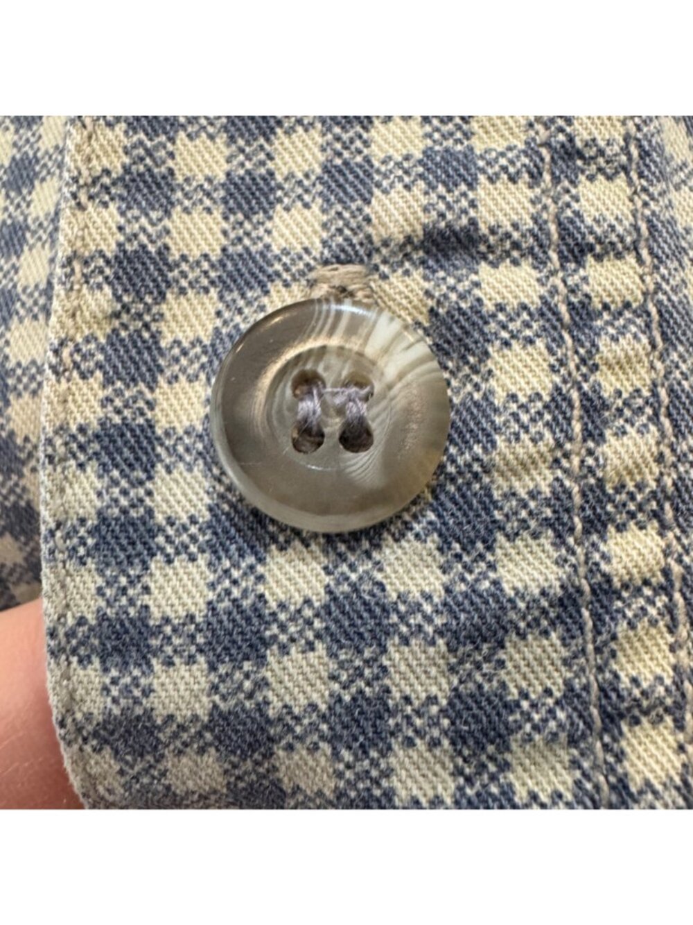Vintage 90s Levi's Casual Houndstooth Women's L Shirt Blue White Relaxed Cotton - Picture 4 of 9